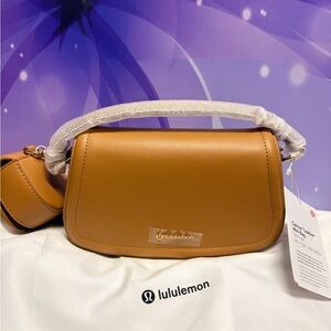 lululemon athletica Caramel Brown Leather Shoulder Bag